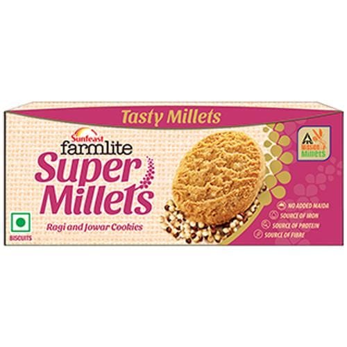 Sunfeast Farmlite Super Millets Ragi & Jowar Cookies, 75 g
