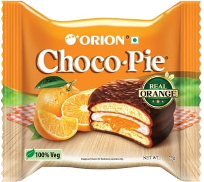 Orion Orange Choco Pie, Centre-Filled Chocolate Biscuit Cream Filled (25 G)