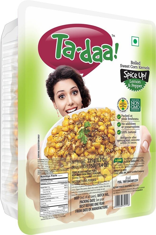 Tadaa Sweet Corn Kernels-Lemon & Pepper (Pack Of 9) 225 G