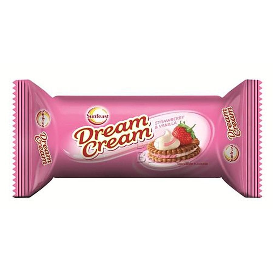 Sunfeast Dream Cream Biscuits - Strawberry & Vanilla, 60 G Pouch