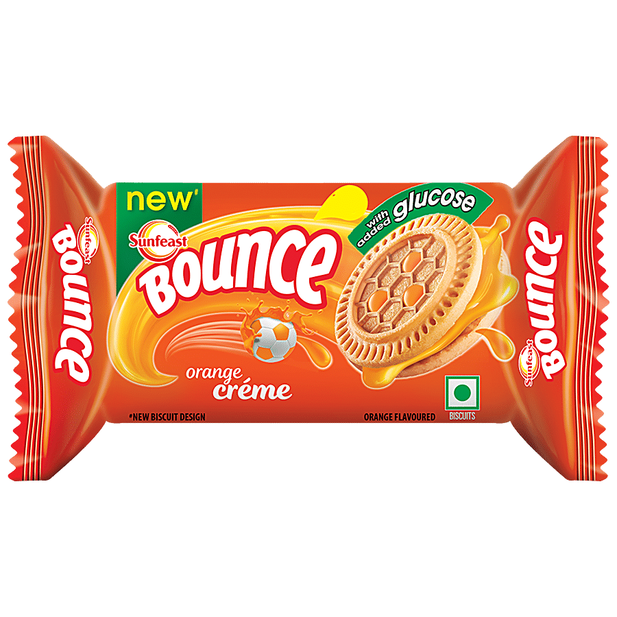 Sunfeast Bounce Biscuits - Orange Creme Cookies, 39 G