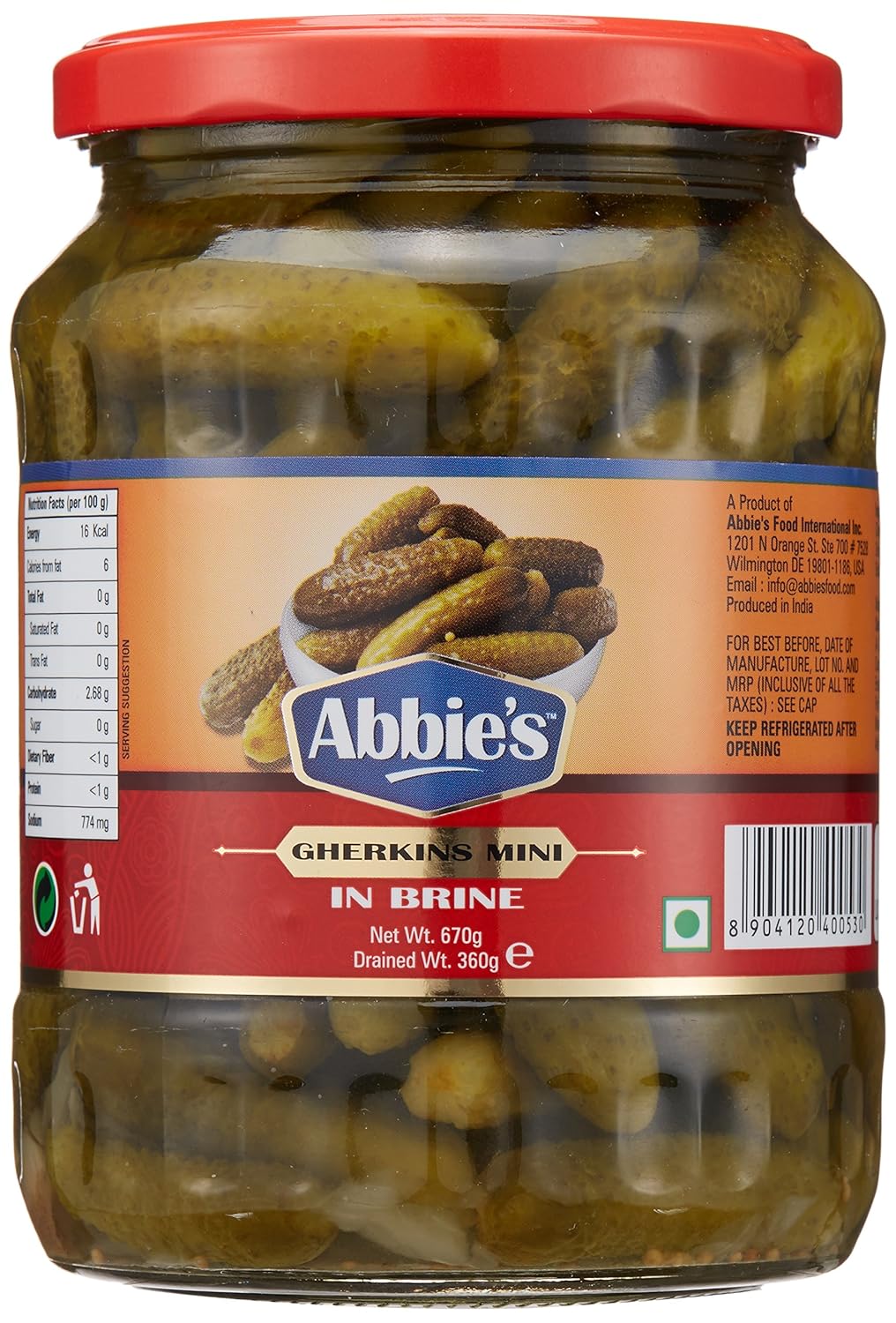 Abbie'S Gherkins Mini In Brine, 670 G