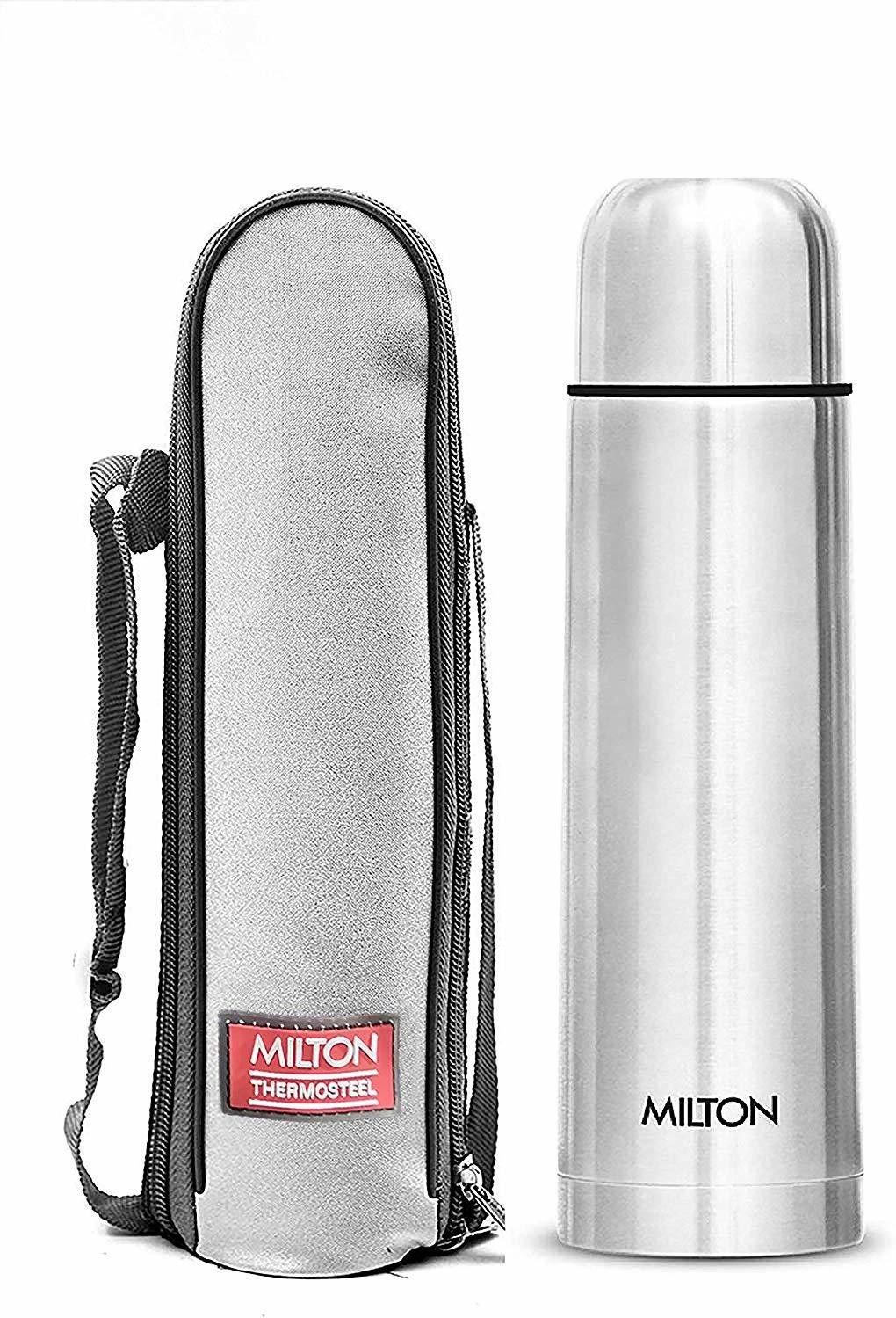 Milton Thermosteel Flip Lid 1000 Ml Flask (Pack Of 1, Silver, Steel)