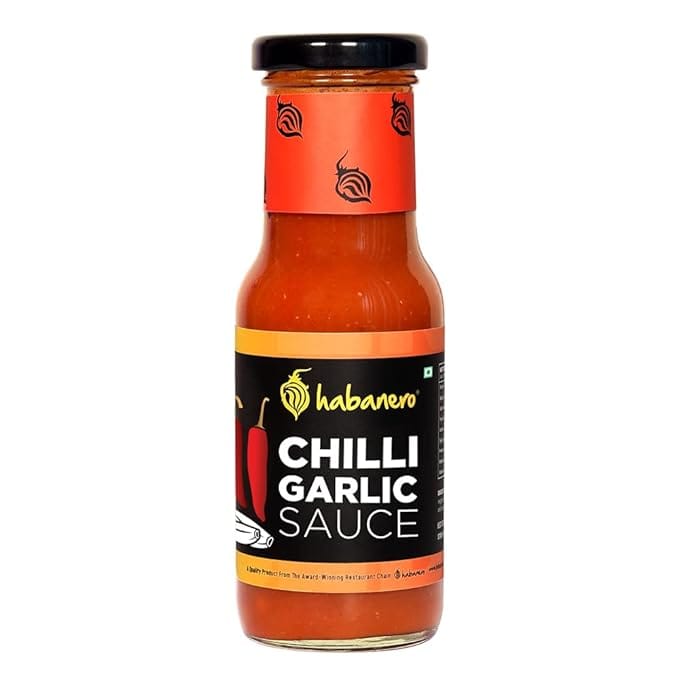 Habanero Chilli Garlic Hot Sauce| Gluten Free |Vegan And Natural Ingredients L Made With Fresh Chillies And Garlic | Red Chilli Sauce Or Green Chilli Sauce Replacement | 200 G