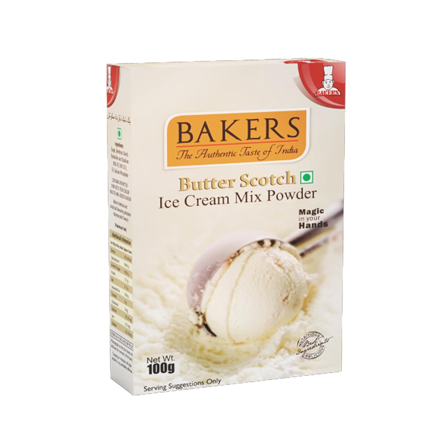 BAKERS Butter Scotch Ice Cream Powder | 100% Veg | No Sugar Needed | East to Prepare | Delicious Summer Treat | Dessert Mix | Pack of 6 (100 gm x 6)