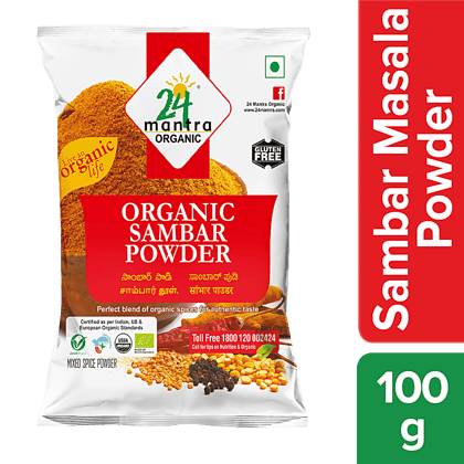 24 Mantra Organic Sambar Powder, 100 G Pouch