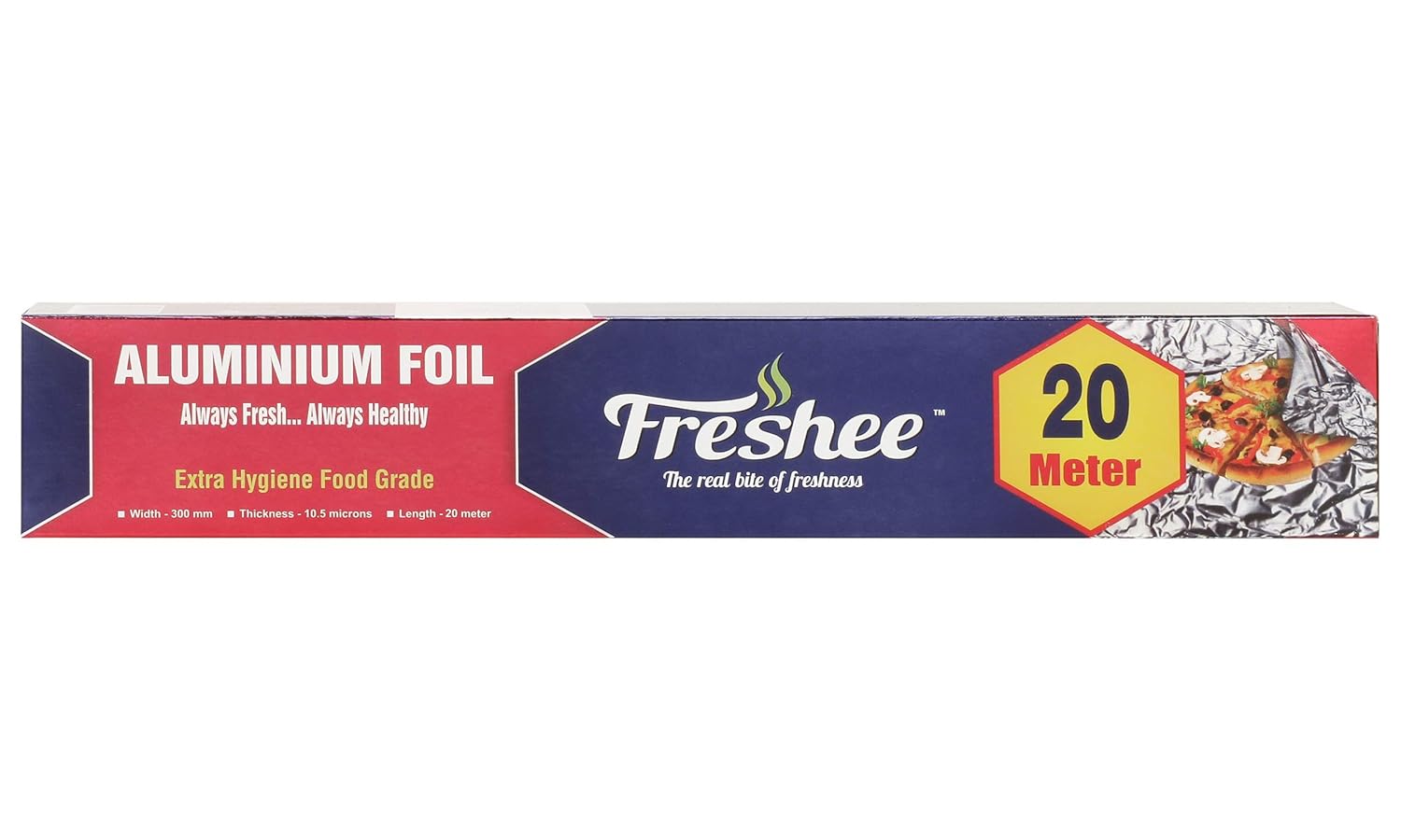 Freshee 20M Aluminium Silver Kitchen Foil Roll Paper| 11 Micron Thick| Food Wrap|Disposable| Food Parcel| Hookah| Fresh Food| Food Grade