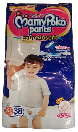 Mamypoko Extra Absorb Diapers Pant, Xl 12 - 17 Kg, 38 Pcs Pack