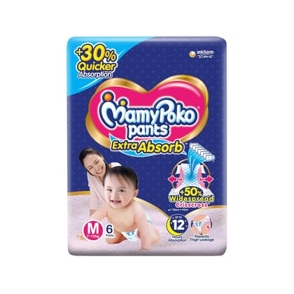 Mamypoko Pants Extra Absorb Medium, 7, 12 Kg, Pack Of 6