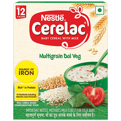 Nestle Cerelac Baby Cereal With Milk, Multigrain Dal Veg, From 12 To 24 Months, 300 G Box