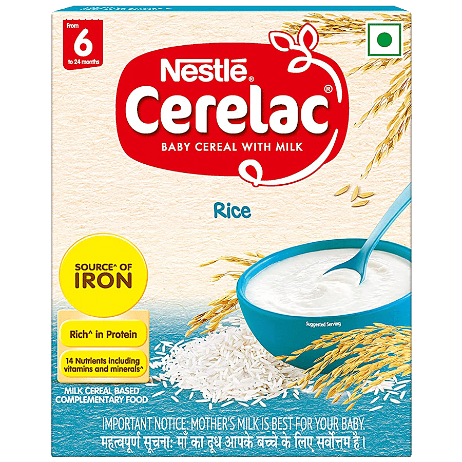 Nestle Cerelac Baby Cereal With Milk - Rice - From 6 To 24 Months - 300 G Bag - In - Box