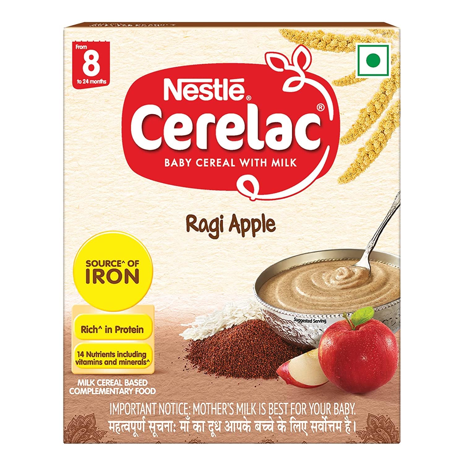 Nestle Cerelac Baby Cereal With Milk, Ragi Apple, From To 24