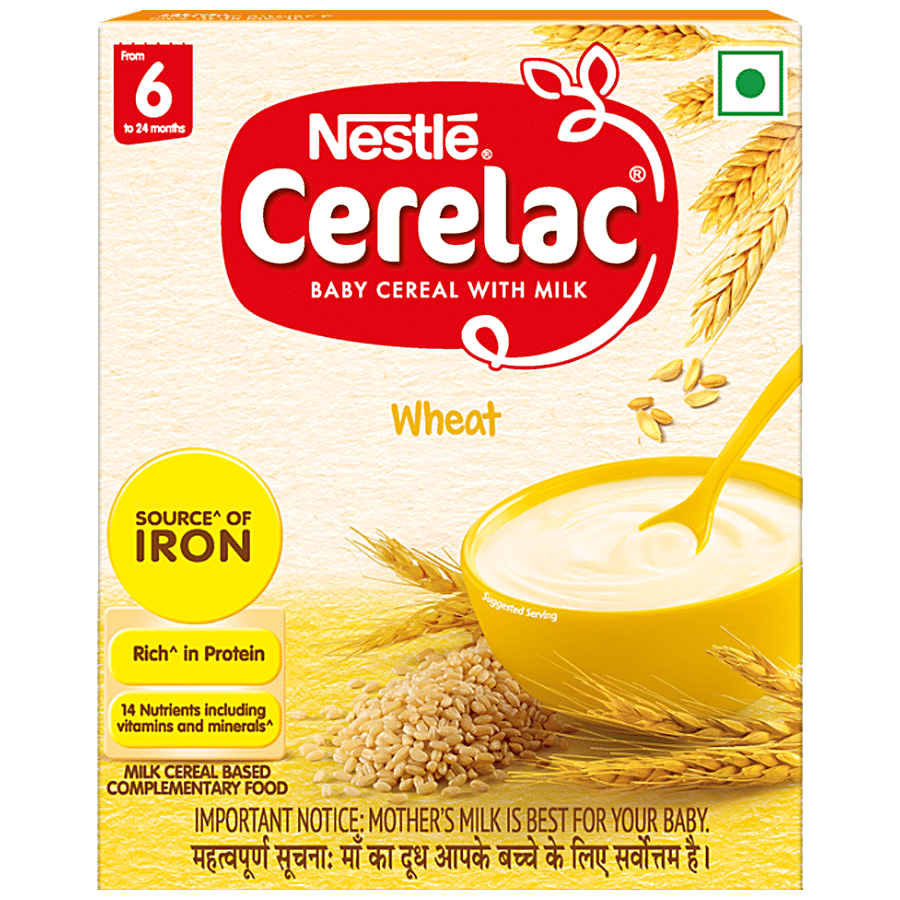 Nestle Cerelac Baby Cereal With Milk, Wheat, From 6 Months, 300 G Bag, In, Box