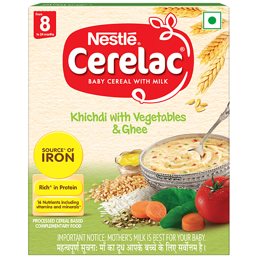 Nestle Cerelac Baby Cereal With Milk, Khichdi With Vegetables & Ghee – From 8 Months, 300 G Bag, In, Box