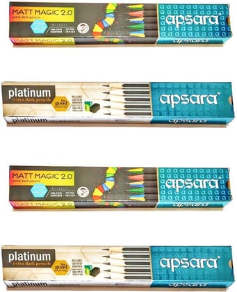 Apsara Platinum (20Pcs) Matt Magic (20 Pcs) Pencil (Set Of 4, Multicolor) Apsara Platinum (20Pcs) Matt Magic (20 Pcs) Pencil (Set Of 4, Multicolor)
