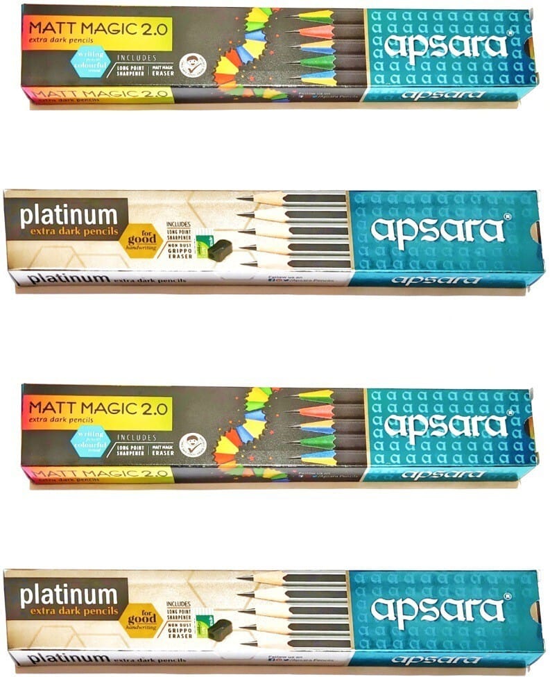 Apsara Platinum (20Pcs) Matt Magic (20 Pcs) Pencil (Set Of 4, Multicolor)