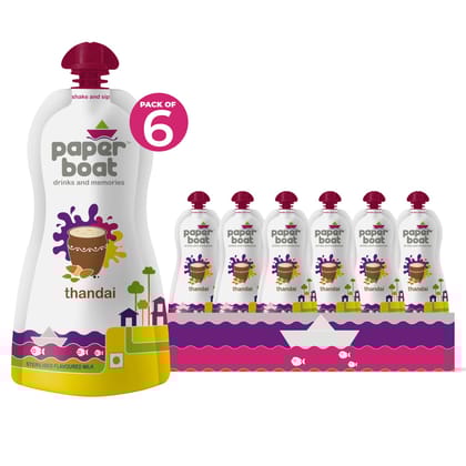 Paper Boat Thandai, Milk Beverage, No Added Preservatives And Colours (Pack Of 6, 180Ml Each)