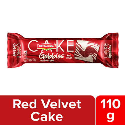 Britannia Gobbles Marble Cake, Red Velvet, Soft & Spongy, 110 G