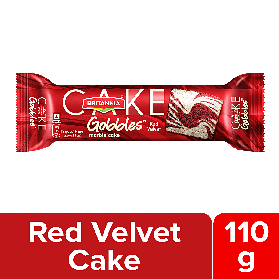 Britannia Gobbles Marble Cake, Red Velvet, Soft & Spongy, 110 G