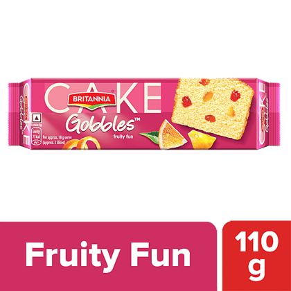 Britannia Gobbles Bar Cake, Fruity Fun, Soft & Fluffy Snack, 110 G