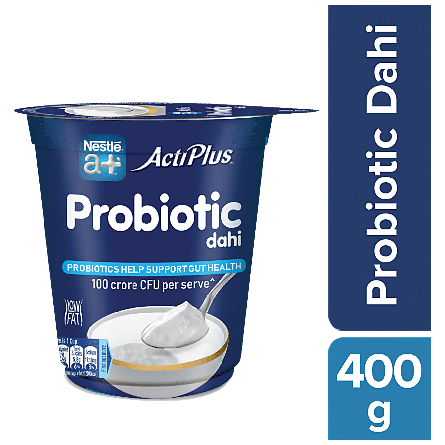 Nestle A+ Actiplus, Probiotic Dahi/Curd, Low In Fat, Supports Gut Health, 400 G Cup