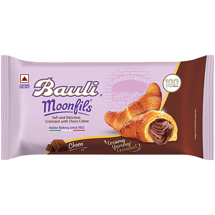 Bauli Moonfils, Choco Cream, Centre Filled Puff Rolls, Italian Recipe, Soft & Delicious, 45 G Pouch