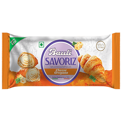 Bauli Savoriz Puffed Roll, With Cheese Oregano, 100% Vegetarian, Soft & Creamy, 45 G Pouch