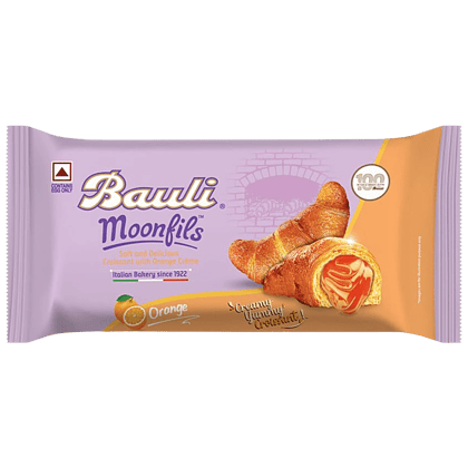 Bauli Moonfils, Orange Cream, Centre Filled Puff Rolls, Italian Recipe, Soft & Delicious, 45 G Pouch