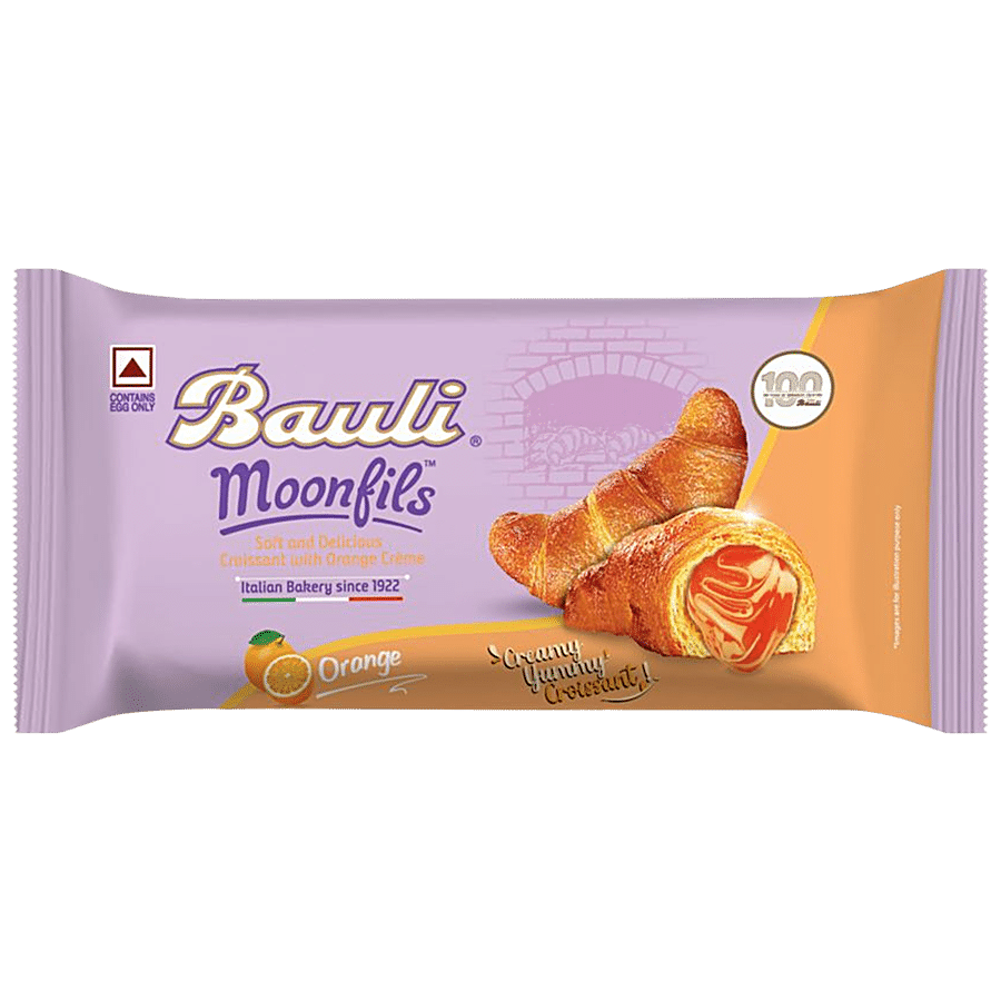 Bauli Moonfils, Orange Cream, Centre Filled Puff Rolls, Italian Recipe, Soft & Delicious, 45 G Pouch