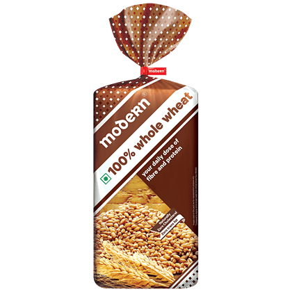 Modern 100% Whole Wheat Bread, Daily Dose Of Fibre & Protein, 400 G Pouch