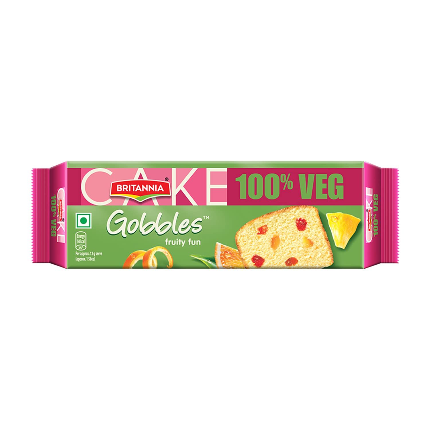 Britannia Gobbles Cake Britannia Gobbles 100% Veg Bar Cake Fruit, 60 G