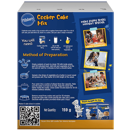Pillsbury Cooker Cake, Vanilla, Eggless, 150 G Carton