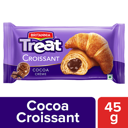 Britannia Treat Croissant, Cocoa Creme Filling, 100% Veg, Soft, 45 G