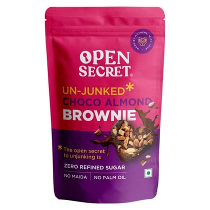 Open Secret Unjunked Chocolate Almond Brownie, Chewy Texture, Contains No Refined Sugar, 30 G