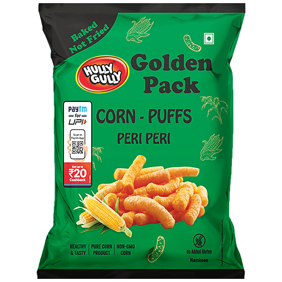 Hully Gully Corn-Puffs - Peri Peri, Baked, Golden Pack, 120 g