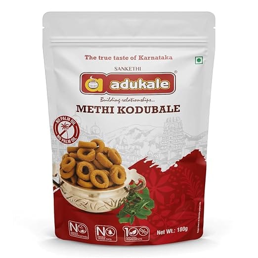 Adukale Methi Kodubale 180G Pack | No Palm Oil