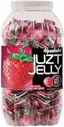 Alpenliebe Juzt Jelly, Strawberry Flavour Jar, 760 G, 200 Pc Strawberry Jelly Beans (200 X 3.8 G)