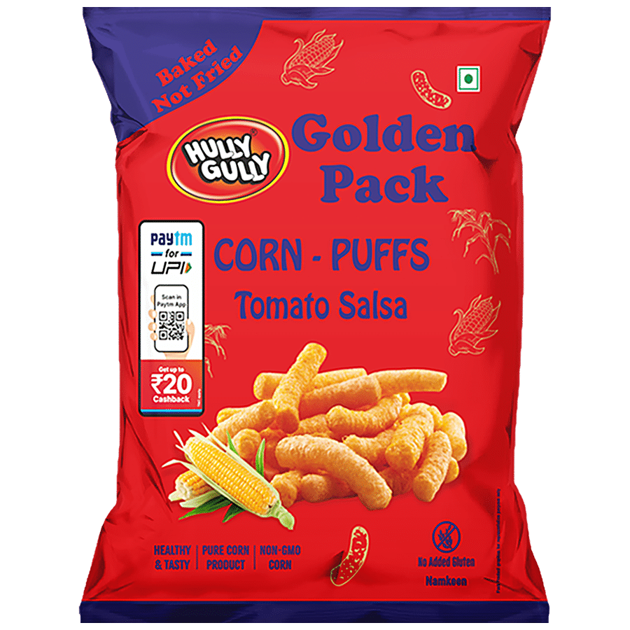 Hully Gully Corn-Puffs - Tomato Salsa, Baked, Golden Pack, 120 G