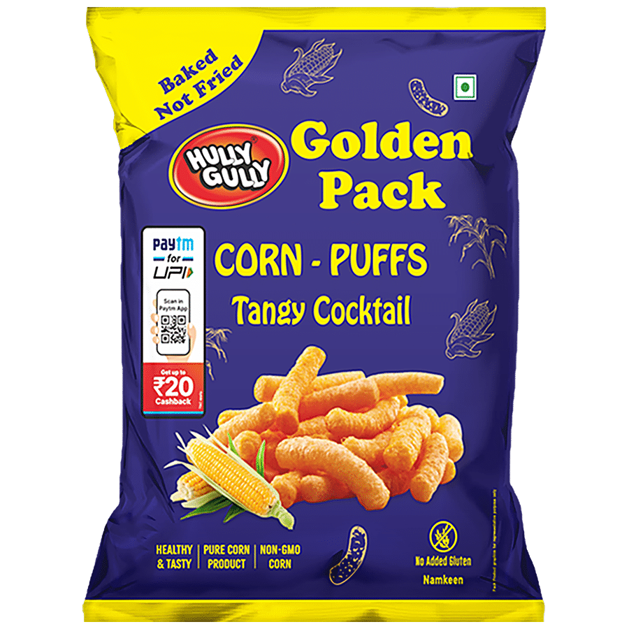 Hully Gully Corn-Puffs - Tangy Cocktail, Baked, Golden Pack, 120 G
