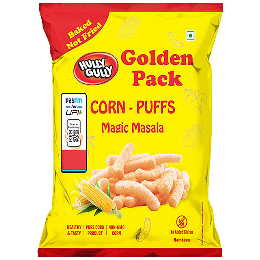 Hully Gully Corn-Puffs - Magic Masala, Baked, Golden Pack, 120 G