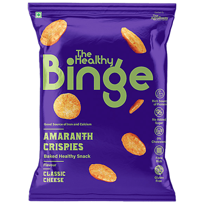 The Healthy Binge Amaranth Crispies - Classic Cheese, Guilt Free Snacking, Aids In Weight Loss, 40 g Pouch