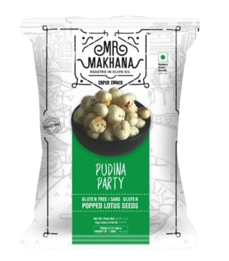 Mr. Makhana Gluten Free Pudina Party Popped Lotus Seeds 25G