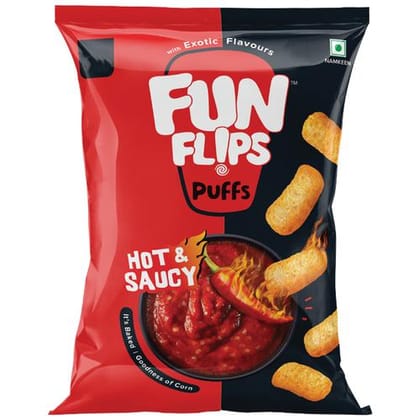 Fun Flips Puffs - Hot & Saucy, Baked, 100 G