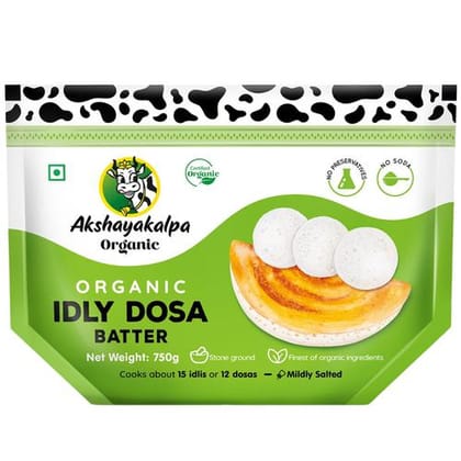 Akshayakalpa Organic Idli & Dosa Batter - Unsalted, No Soda, Healthy Breakfast, Preservatives Free, 750 G Pouch