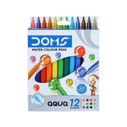Doms Aqua Non-Toxic Watercolour Sketch Pen Set In Display Pack (12 Assorted Shades X 10 Set)