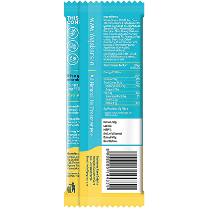 Yoga Bar Breakfast Protein Bar - Blueberry Pie, Healthy Snack, Rich In Protein & Fibre, 50 g
