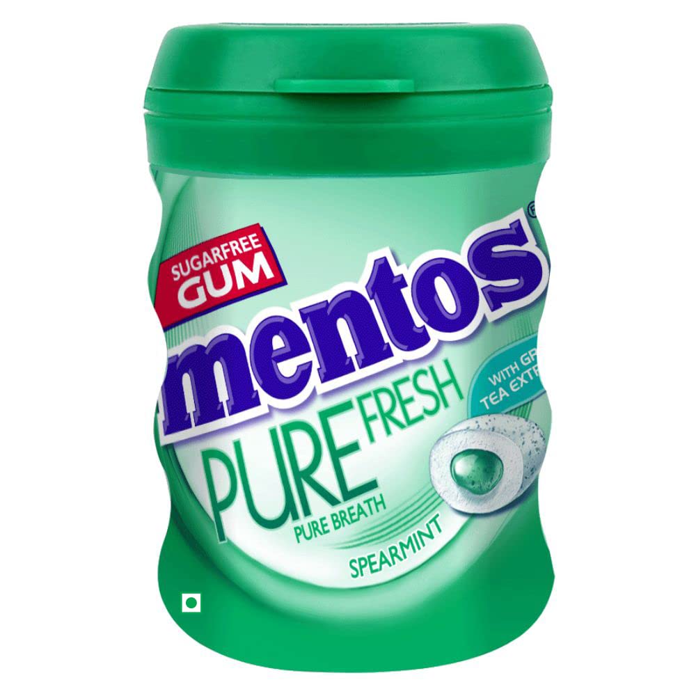 Mentos Pure Fresh Gum, Bottle, Spearmint Flavour, 54.6G