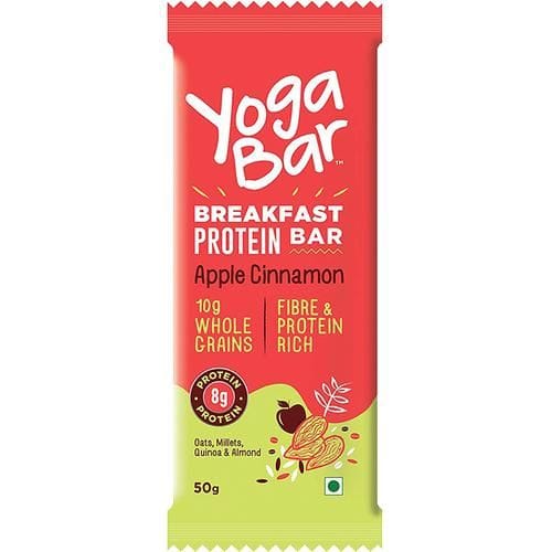 Yoga Bar Breakfast Protein Bar - Apple Cinnamon, Healthy Snack, Rich In Protein & Fibre, 50 G