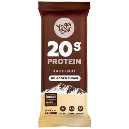 Yoga Bar 20G Protein Bar - Hazelnut, No Added Sugar, Loaded With Fibre, 70 G