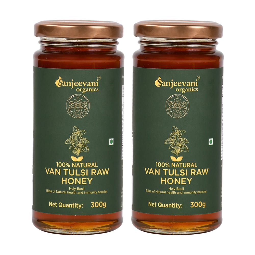 Sanjeevani Organics Van Tulsi Raw Honey | 100% Natural Honey | 300g (Pack of 2) – Premium Quality, Processed Honey for Freshness and Flavor